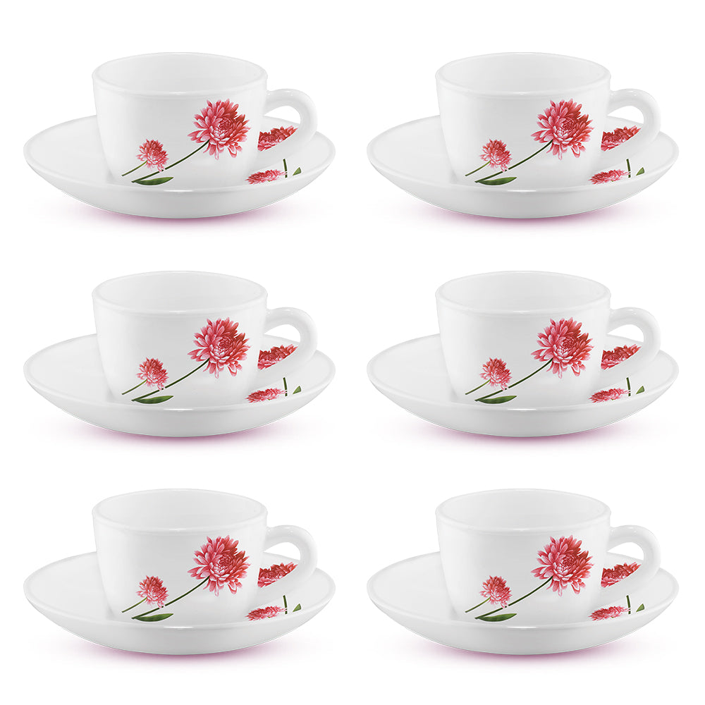 Larah by Borosil Belle Cup n Saucer Set 140 ml x 12