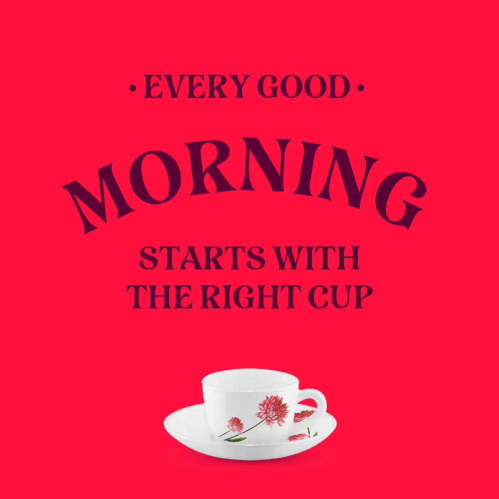 Larah by Borosil Belle Cup n Saucer Set 140 ml x 12