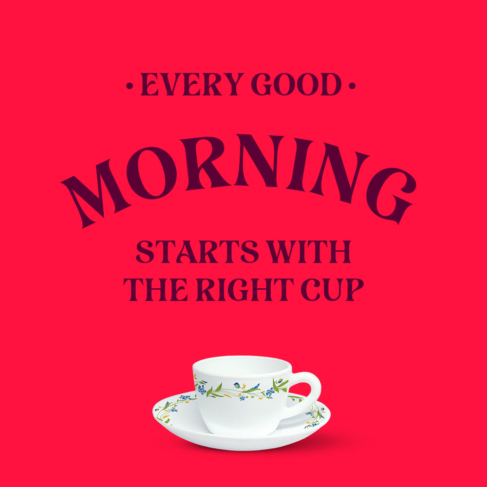 Larah by Borosil Cripper Cup n Saucer Set 140 ml x 12