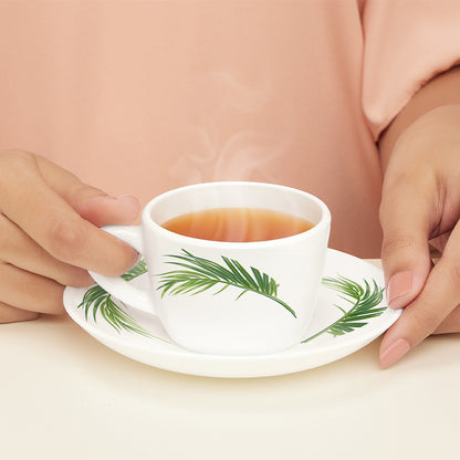 Larah by Borosil Crescent Cup n Saucer Set 140 ml x 12
