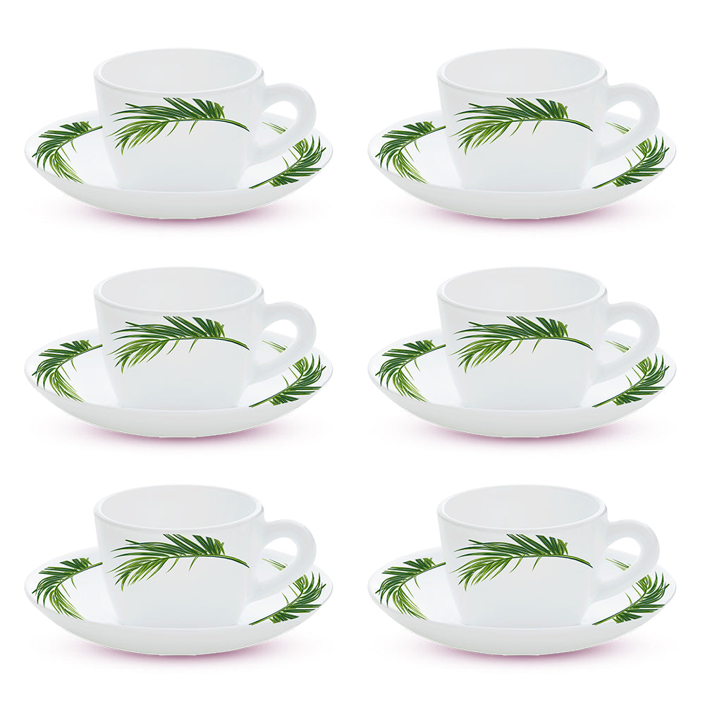 Larah by Borosil Crescent Cup n Saucer Set 140 ml x 12