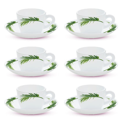 Larah by Borosil Crescent Cup n Saucer Set 140 ml x 12