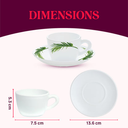 Larah by Borosil Crescent Cup n Saucer Set 140 ml x 12