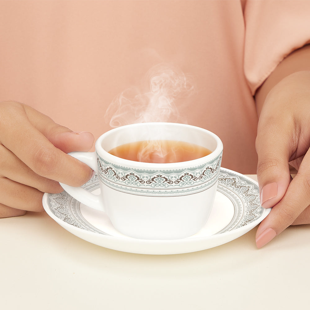 Larah by Borosil Classic Cup n Saucer Set 140 ml x 12