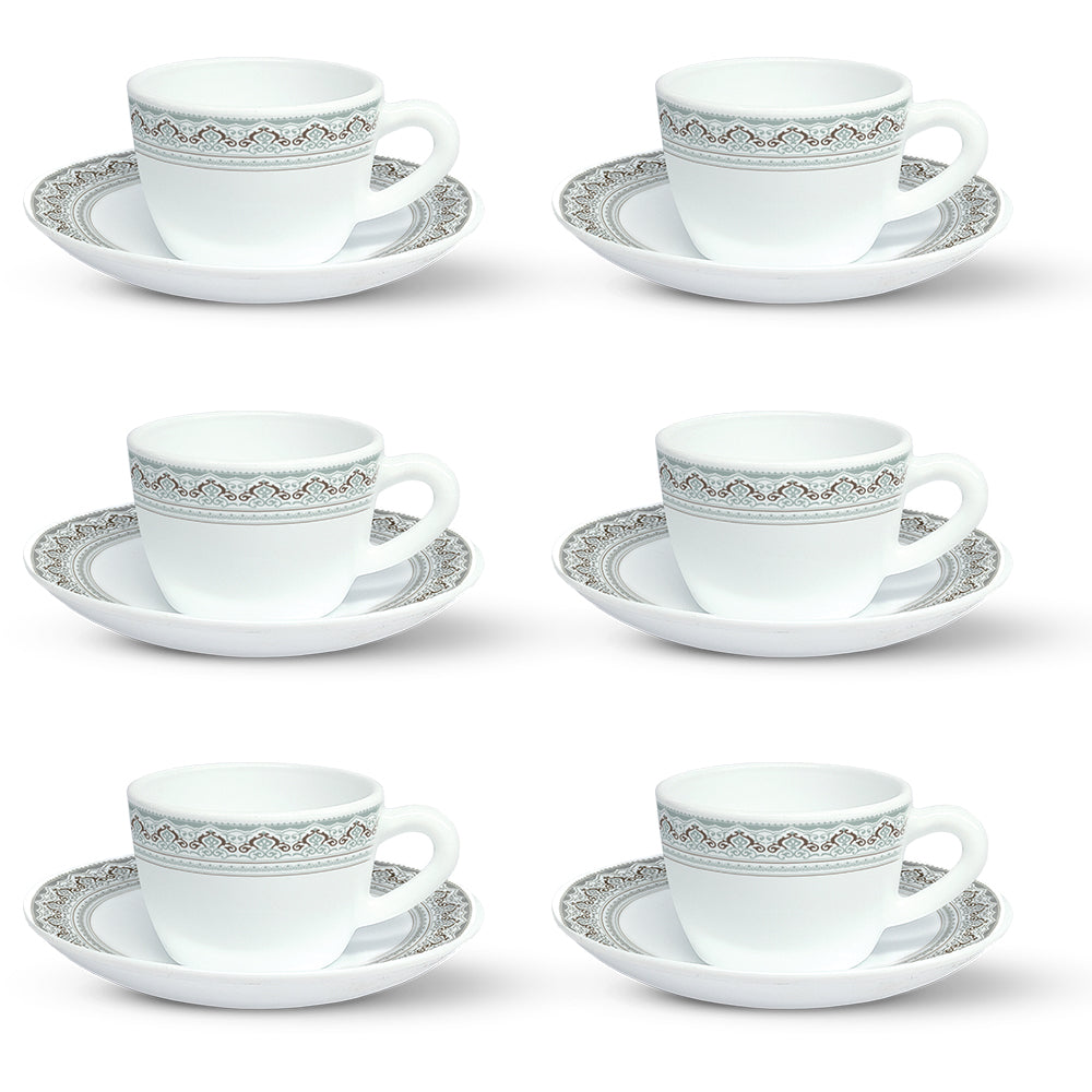 Larah by Borosil Classic Cup n Saucer Set 140 ml x 12