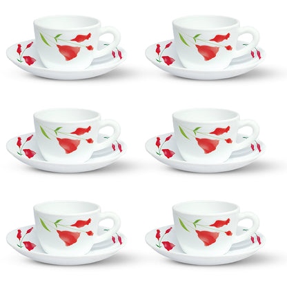 Larah by Borosil Diana Cup n Saucer Set 140 ml x 12