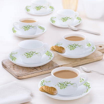 Larah by Borosil Erba Cup n Saucer Set 140 ml x 12