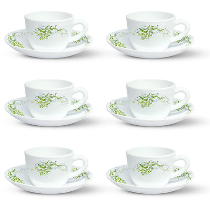 Larah by Borosil Erba Cup n Saucer Set 140 ml x 12
