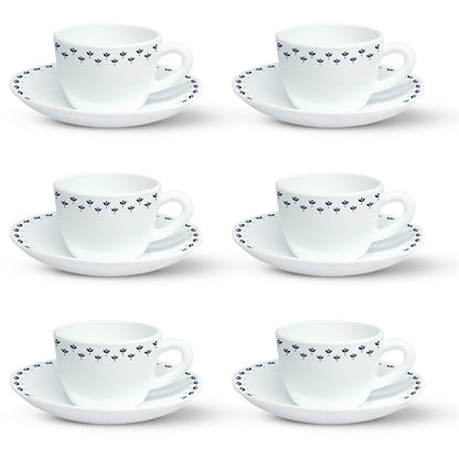 Larah by Borosil Fabula Cup n Saucer Set 140 ml x 12