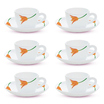 Larah by Borosil Firefly Cup n Saucer Set 140 ml x 12