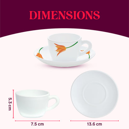 Larah by Borosil Firefly Cup n Saucer Set 140 ml x 12