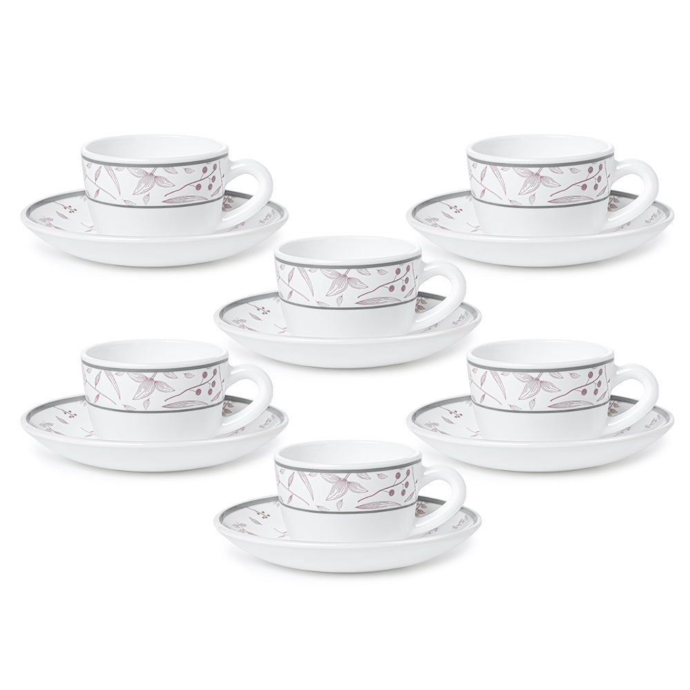 Larah By Borosil Grandeur Cup n Saucer Set 140 ml x 12
