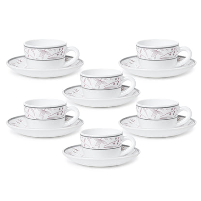 Larah By Borosil Grandeur Cup n Saucer Set 140 ml x 12