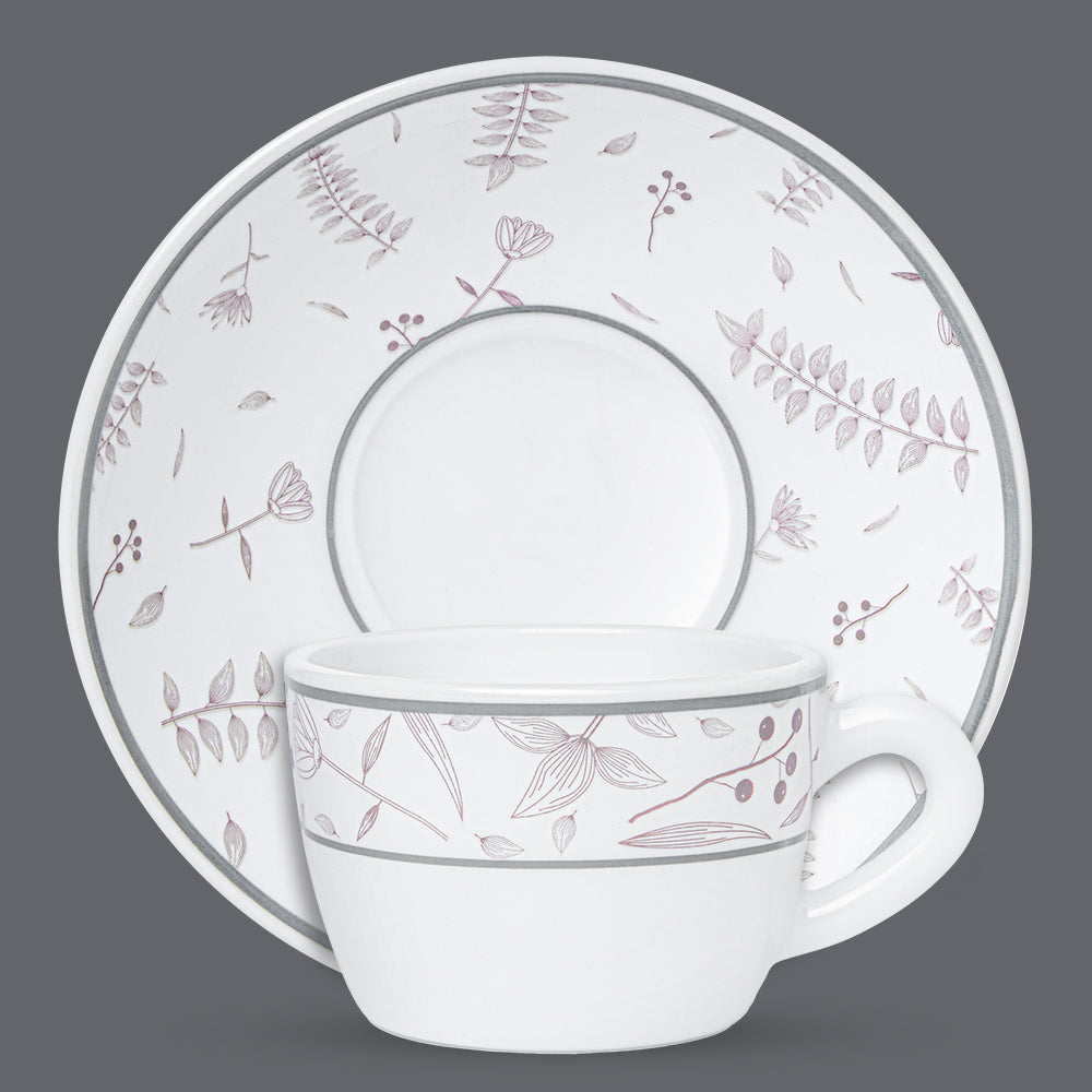 Larah By Borosil Grandeur Cup n Saucer Set 140 ml x 12