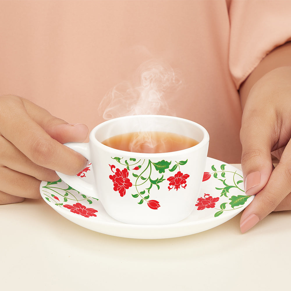 Larah by Borosil Hazel Cup n Saucer Set 140 ml x 12