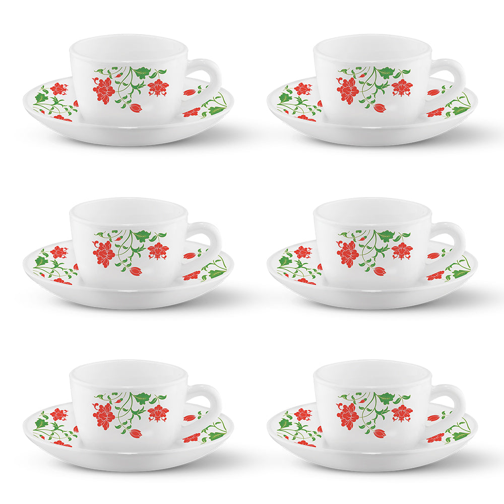 Larah by Borosil Hazel Cup n Saucer Set 140 ml x 12