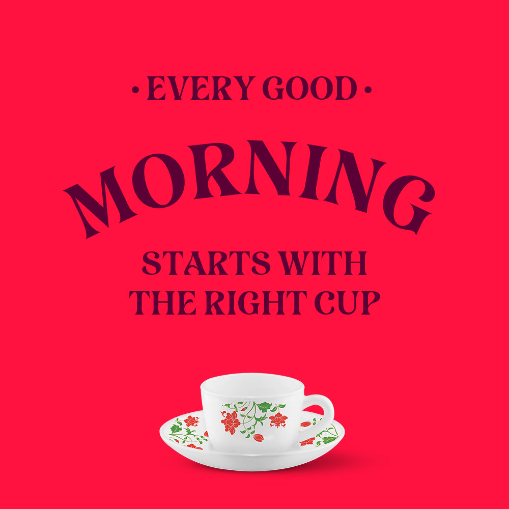 Larah by Borosil Hazel Cup n Saucer Set 140 ml x 12