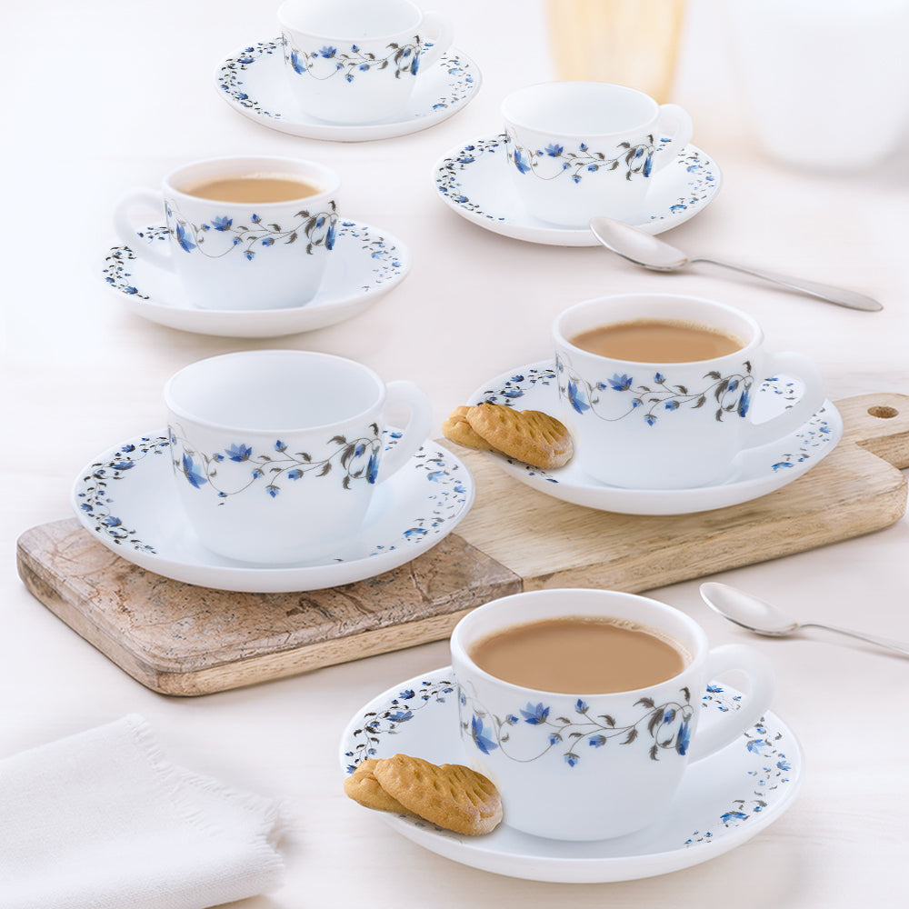 Larah by Borosil Helena Cup n Saucer Set 140 ml x 12