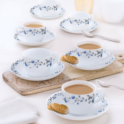 Larah by Borosil Helena Cup n Saucer Set 140 ml x 12