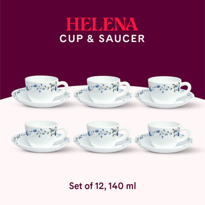 Larah by Borosil Helena Cup n Saucer Set 140 ml x 12