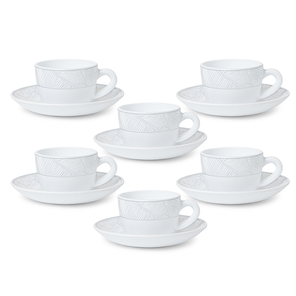 Larah By Borosil Ivy Cup n Saucer Set 140 ml x 12