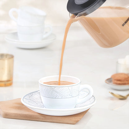 Larah By Borosil Ivy Cup n Saucer Set 140 ml x 12