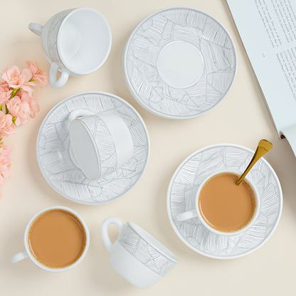 Larah By Borosil Ivy Cup n Saucer Set 140 ml x 12