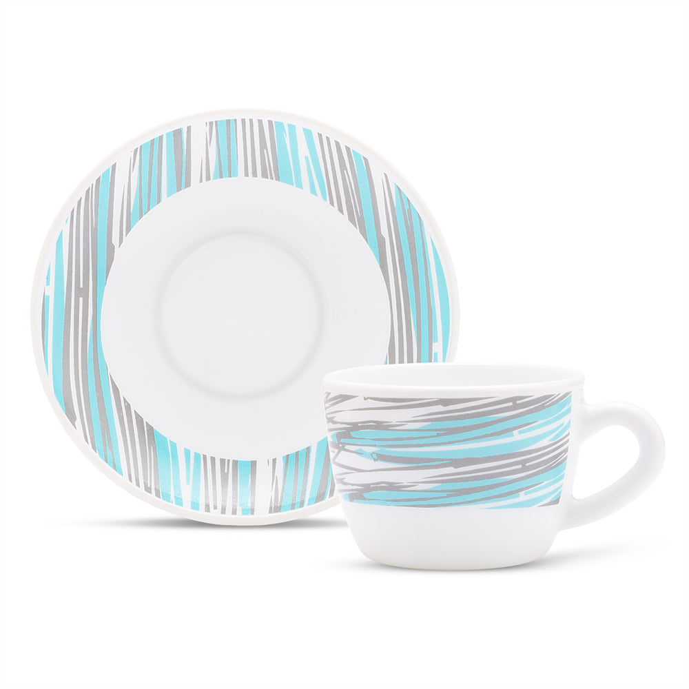 Larah by Borosil Joy Cup n Saucers Set 140 ml x 12