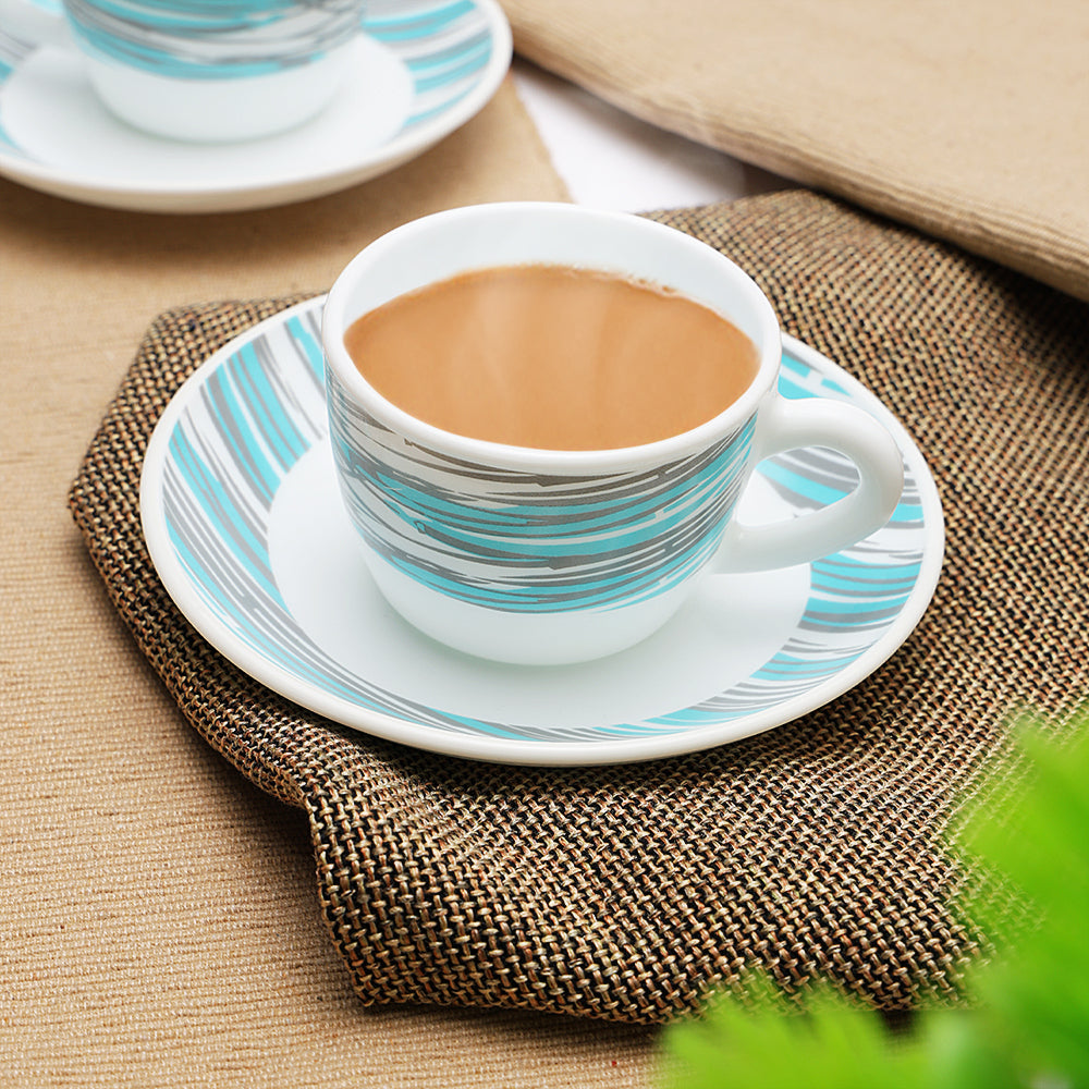 Larah by Borosil Joy Cup n Saucers Set 140 ml x 12