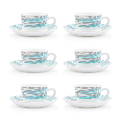 Larah by Borosil Joy Cup n Saucers Set 140 ml x 12