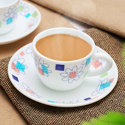Larah by Borosil Starflower Cup n Saucers Set 140 ml x 12
