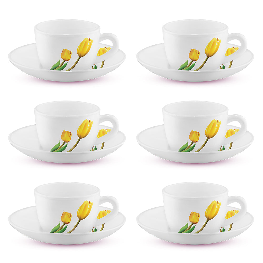 Larah by Borosil Lyana Cup n Saucer Set 140 ml x 12