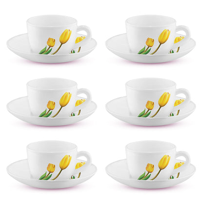 Larah by Borosil Lyana Cup n Saucer Set 140 ml x 12