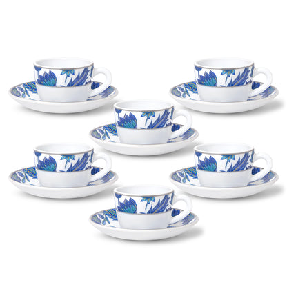 Larah By Borosil New Iris Cup n Saucer Set 140 ml x 12