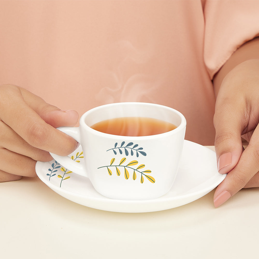 Larah by Borosil Niva Cup n Saucer Set 140 ml x 12