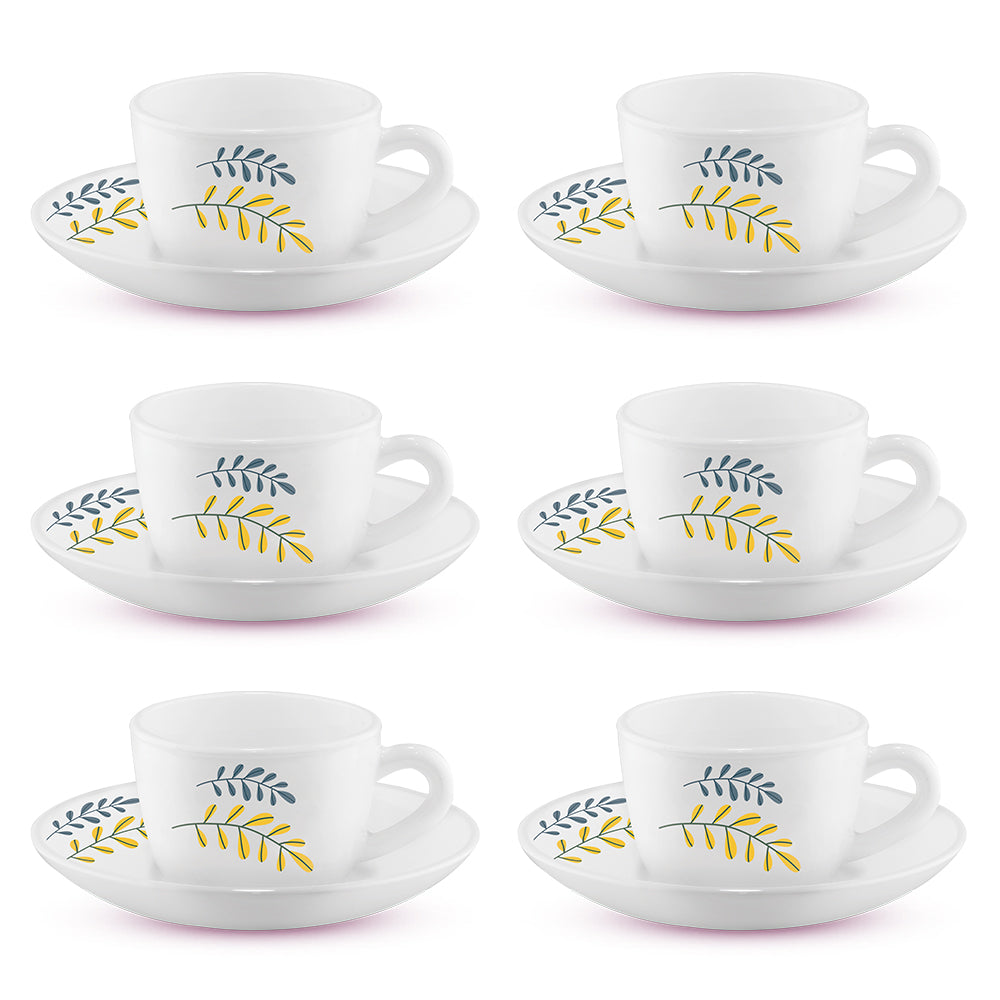 Larah by Borosil Niva Cup n Saucer Set 140 ml x 12