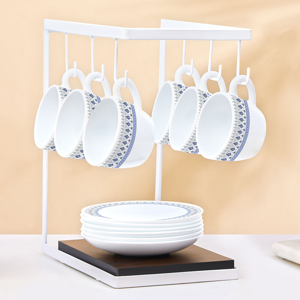 Larah by Borosil Ocean Cup n Saucers Set 140 ml x 12