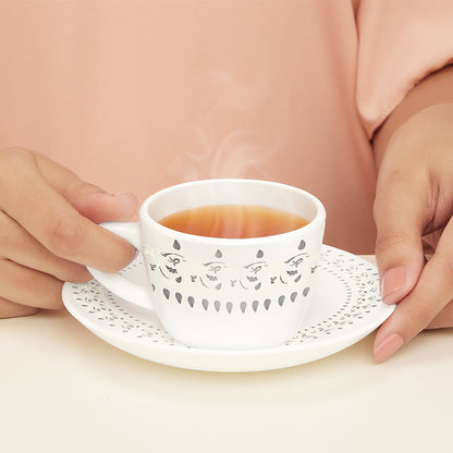 Larah by Borosil Ora Gold Cup n Saucer Set 140 ml x 12