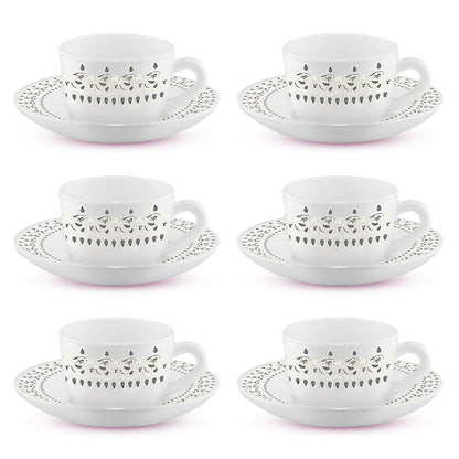 Larah by Borosil Ora Gold Cup n Saucer Set 140 ml x 12