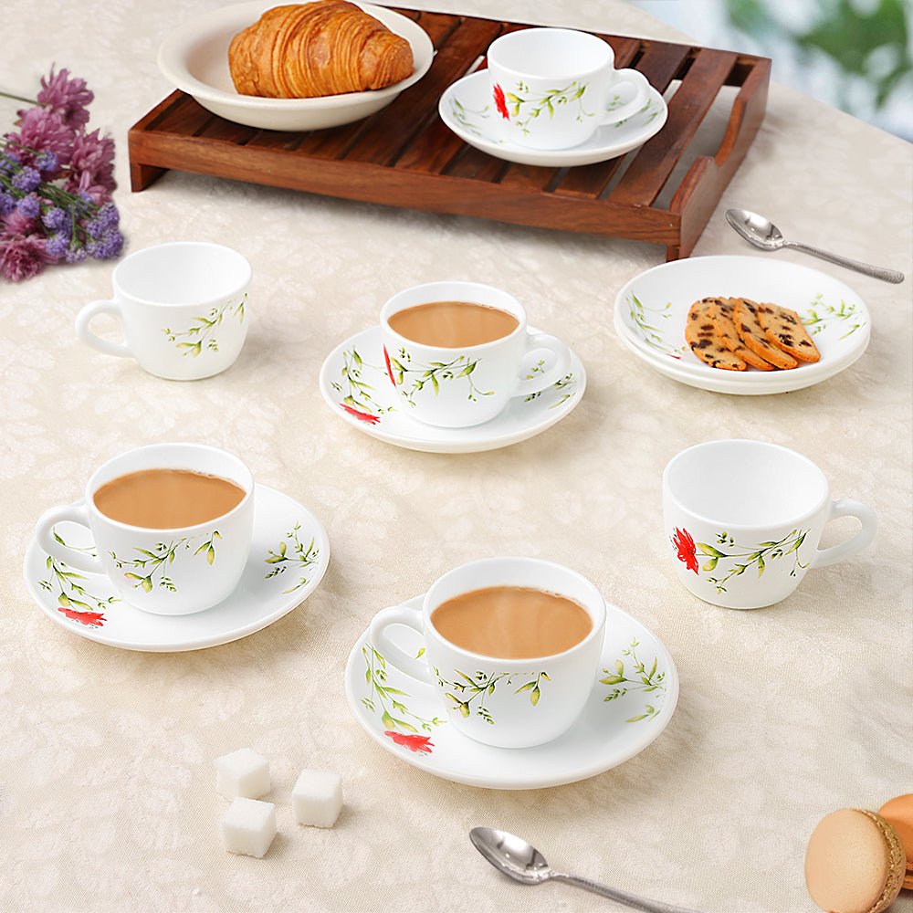 Larah by Borosil Oriental Cup n Saucer Set, 140ml x 12