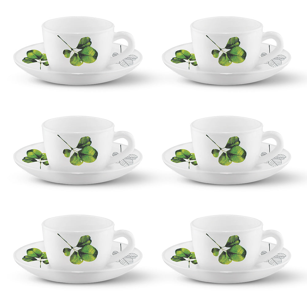 Larah by Borosil Oval Cup n Saucer Set 140 ml x 12