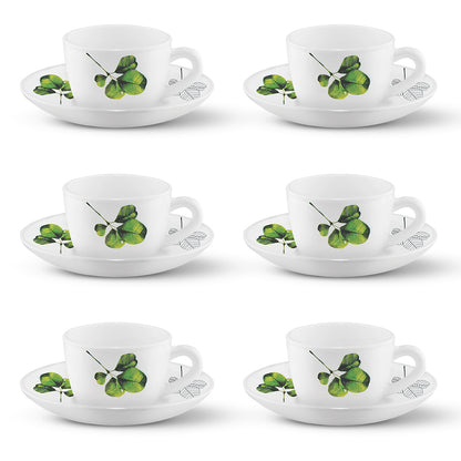 Larah by Borosil Oval Cup n Saucer Set 140 ml x 12