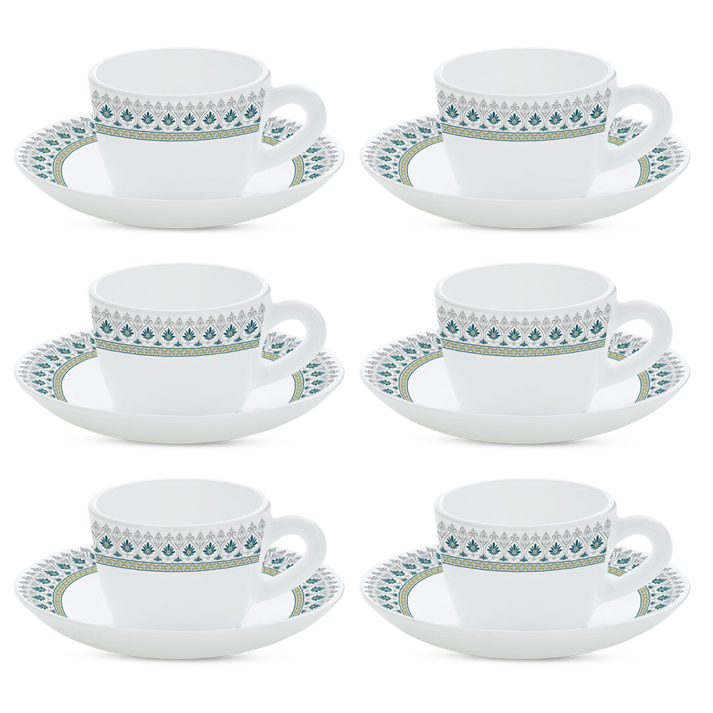 Larah By Borosil Persia Cup n Saucer Set, 140ml x 12