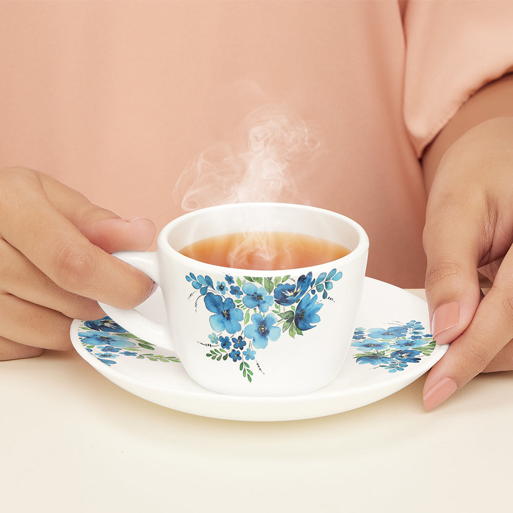 Larah by Borosil Pansy Cup n Saucer Set 140 ml x 12