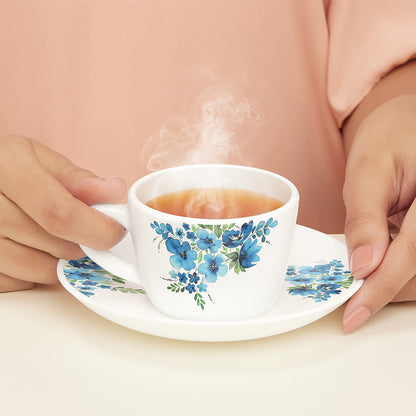 Larah by Borosil Pansy Cup n Saucer Set 140 ml x 12