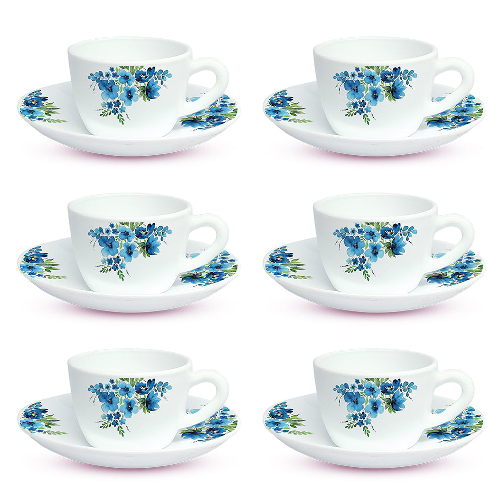 Larah by Borosil Pansy Cup n Saucer Set 140 ml x 12