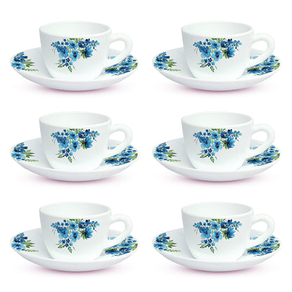 Larah by Borosil Pansy Cup n Saucer Set 140 ml x 12