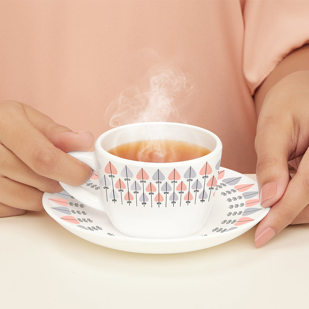 Larah by Borosil Regency Cup n Saucers Set 140 ml x 12