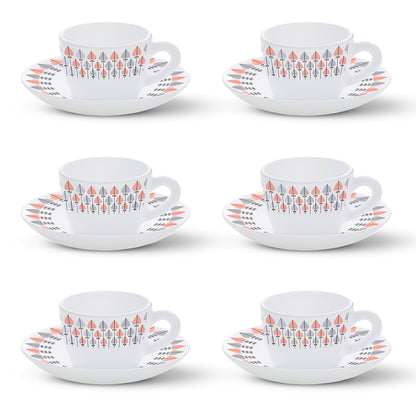Larah by Borosil Regency Cup n Saucers Set 140 ml x 12