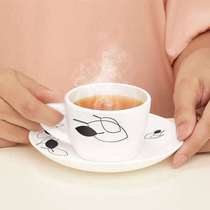 Larah by Borosil Shadow Cup n Saucer Set 140 ml x 12
